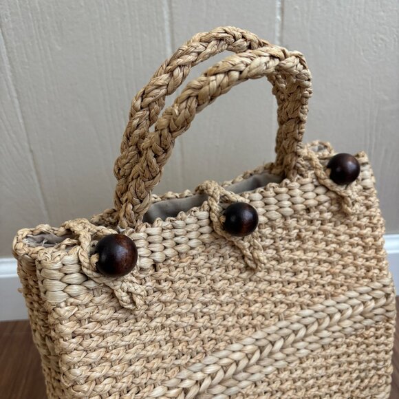 Woven Beachy Summer Purse Bag Tote - Picture 2 of 10
